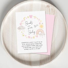ボホ虹の水彩赤ちゃんシャワー用ピンクブック エンクロージャーカード