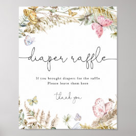 ボホ蝶ベビーおむつラッフルサイン ポスター