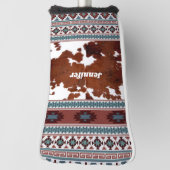 ボホ西部の牛革パターン名 ゴルフヘッドカバー (回転90)