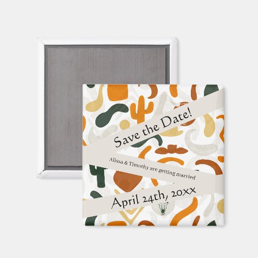 ボホ西部の砂漠のカウボーイのサボテン日付を保存 マグネット (正面/裏面)