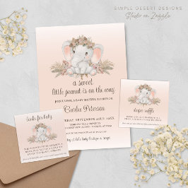 ボホ象モダン赤ちゃんシャワーおむつラッフル エンクロージャーカード