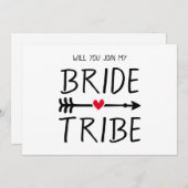 ボホ赤いハートアローは私の花嫁の部族に入る 招待状 (正面/裏面)