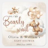 ボホ赤ちゃんシャワー男女兼用を心待ち スクエアシール (正面)