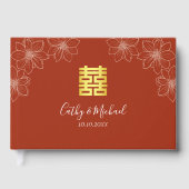 ボホ赤モダン中国のフローラ結婚ズ ゲストブック (正面)