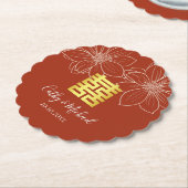 ボホ赤モダン中国のフローラ結婚ズ ペーパーコースター (アングル)