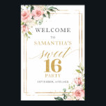 ボホ赤面と金ゴールドグリッター16th birthday welcome ポスター<br><div class="desc">ユーカリの葉の青々とした鮮度と融合したヴィンテージバラの繊細なピンを特徴とする、洗練されたカールされたデザインの魅力に浸る。金ゴールドフレームは完璧なハイライトとして機能し、ミックスにtouchの光を加える。このデザインは、ボヘミアンの雰囲気でエレガンスを吹き込む、第16誕生日ウェルカムポスターポーチ伝統的サインのために特にモダン調整されている。シックなメタリック魅力的なエッジとクラシックフローラの暖かさをブレンド。"ボホ赤面"は、赤面ピンク、ユーカリ緑、金ゴールドの調和のとれた交響曲で、永遠のロマンスの雰囲気を生み出し、必ずスペルを組み合わせ離れたインプレッション。一致連絡するアイテムまたはカスタマイズ用のマイレットプリント©</div>