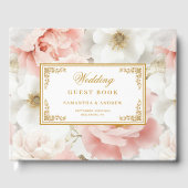 ボホ赤面アイボリー金ゴールド結婚フローラズゲストブック ゲストブック (正面)