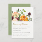 ボホ赤面イエローオレンジフローラバンチ披露宴 エンクロージャーカード (正面/裏面)