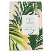 ボホ赤面グリーントロピカルパームビーチ結婚式 ミディアムペーパーバッグ (裏面)