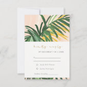 ボホ赤面グリーントロピカルパームビーチ結婚式 出欠カード (正面)