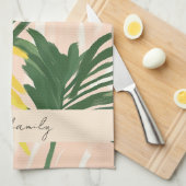 ボホ赤面グリーントロピカルパーム離れビーチ キッチンタオル (四つ折り)