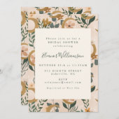 ボホ赤面グリーンボタニカルムーンブライダルシャワー 招待状 (正面/裏面)