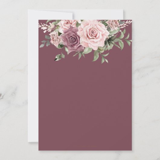 ボホ赤面シナモンバラフローラグリーナリー結婚ズ 招待状 (裏面)