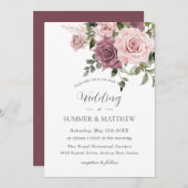 ボホ赤面シナモンバラフローラグリーナリー結婚ズ 招待状 (正面/裏面)