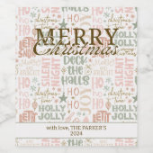 ボホ赤面セージMerry Christmas words ワインラベル (シングルラベル)