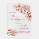 ボホ赤面テラコッタフローラアクリル結婚ズサイン アクリルサイン (正面)