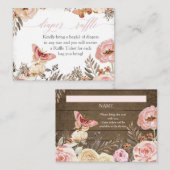 ボホ赤面バラおむつラッフルガールベビーシャワー 名刺 (正面/裏面)