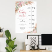 ボホ赤面バラとパンパスグラス結婚のタイムライン ポスター (ホームオフィス)
