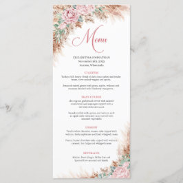 ボホ赤面バラグリーンリーとパンパスグラス メニュー