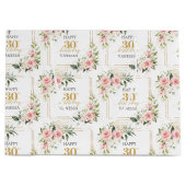 ボホ赤面バラグリーン金ゴールド30th誕生日抱き枕 ラージペーパーバッグ (正面)