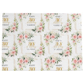 ボホ赤面バラグリーン金ゴールド30th誕生日抱き枕 ラージペーパーバッグ (裏面)