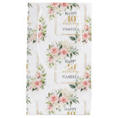 ボホ赤面バラグリーン金ゴールド40th誕生日抱き枕 スモールペーパーバッグ (正面)