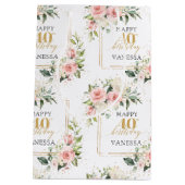 ボホ赤面バラグリーン金ゴールド40th誕生日抱き枕 ミディアムペーパーバッグ (裏面)