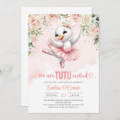 ボホ赤面バラスワンツチュバレリナピンクドレス 招待状 (正面/裏面)