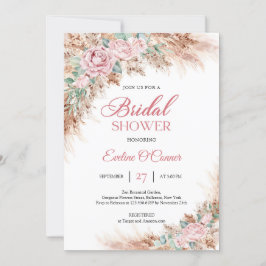 ボホ赤面バラフローラスパンパスグラス緑 招待状