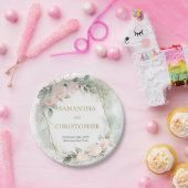 ボホ赤面バラ金ゴールドグリッターユーカリ結婚ス ペーパープレート (パーティー)