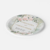 ボホ赤面バラ金ゴールドグリッターユーカリ結婚ス ペーパープレート (アングル)