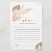 ボホ赤面パンパスグラスアドバイスのための花嫁カード (正面/裏面)