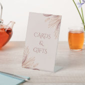 ボホ赤面パンパスグラス結婚ズテーブルサイン 台座サイン (インサイチュ)