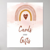 ボホ赤面ピンクさびレインボーカードとギフトサイン ポスター (正面)