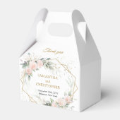 ボホ赤面ピンクのバラの花結婚緑 フェイバーボックス (裏面サイド)