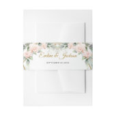 ボホ赤面ピンクのバラ緑のユーカリ金ゴールドフレーム 招待状ベリーバンド (正面例)