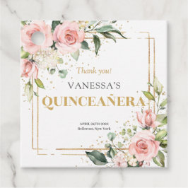 ボホ赤面ピンクのバラ金ゴールドティアラセージQuinceanera フェイバータグ