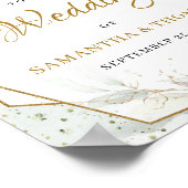 ボホ赤面ピンクの花とユーカリと金ゴールド ポスター (角)