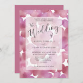 ボホ赤面ピンクウォーターカラーフローラ結婚ズ 招待状 (正面/裏面)