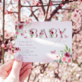 ボホ赤面ピンクウォーター色フローラガールベビーシャワー 招待状