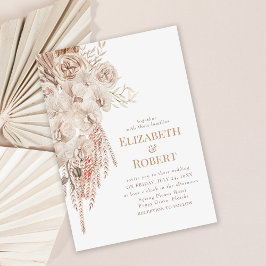 ボホ赤面ピンクオーキッドピオニー結婚式招待状 招待状