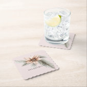 ボホ赤面ピンククリスマスフローラ ペーパーコースター (インサイチュ)