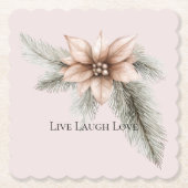 ボホ赤面ピンククリスマスフローラ ペーパーコースター (正面)