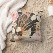 ボホ赤面ピンククリームブラウンウォーター色フローラ クッション (ブランケット)