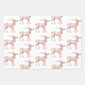 ボホ赤面ピンクグリーンクリスマスツリートナカイ ラッピングペーパーシート (正面3)