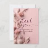 ボホ赤面ピンクドライワイルドフラワーブライダルシャワー サンキューカード (正面)