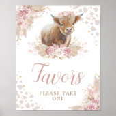 ボホ赤面ピンクハイランドカウビーズサイン ポスター (正面)