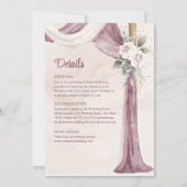ボホ赤面ピンクパープルキャノピー結婚の詳細カード 招待状 (正面)