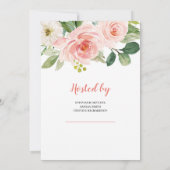 ボホ赤面ピンクフローラグリーンIt's A Girlベビー 招待状 (裏面)