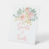 ボホ赤面ピンクフローラシャワースイーツ&トリートサイン 台座サイン (正面)